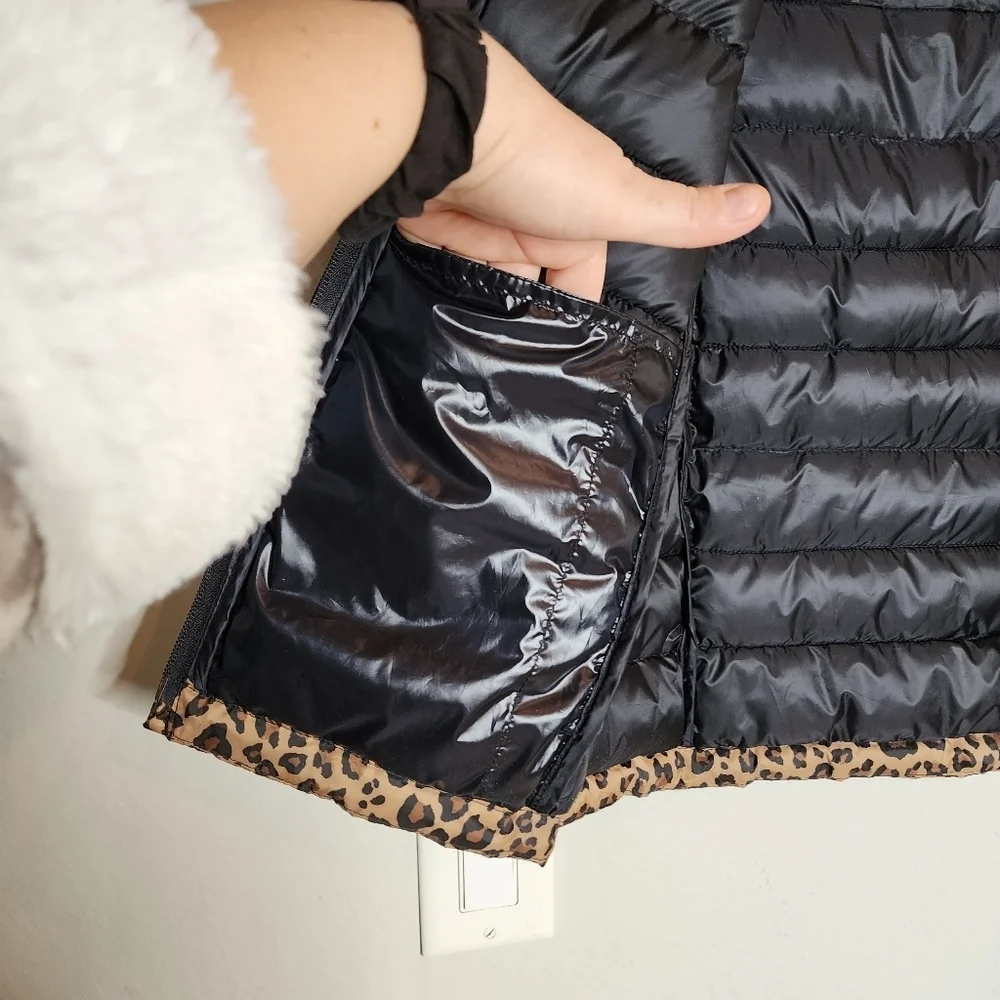 NWT‎ GAP Kids Leopard Puffer Zip Vest Brown Animal Print Size XXL Primaloft